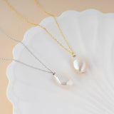 Load image into Gallery viewer, OAHLAN 925 Sterling Silver Freshwater Pearl Necklace for Women Fine Jewelry Link Chain for Wedding Anniversary &amp; Party