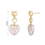 Load image into Gallery viewer, OAHLAN Customized Women&#39;s Fine Jewelry S925 Baroque Cultured Freshwater Pearl Drop Earrings Dangle Dangle with Love Heart Design