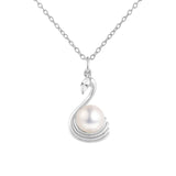 Load image into Gallery viewer, OAHLAN Fine Jewelry Swan Design 925 Sterling Silver Link Chain Necklace with Freshwater Pearl Engagement Wedding Gift for Women