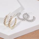 Load image into Gallery viewer, OAHLAN Fine Jewelry Simple C Shaped Fried Dough Twists S925 Sterling Silver Earrings for Women Engagement Wedding