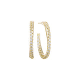 Load image into Gallery viewer, OAHLAN Women&#39;s Fine Jewelry S925 Sterling Silver Paved Zircon Hoops Shining C Shaped Stud Earrings Geometric for Wedding Gifts