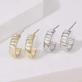 Load image into Gallery viewer, OAHLAN Fine Jewelry Wholesale 14K Gold Plated Letter C Concave Curved S925 Sterling Silver Earrings for Women Wedding Engagement