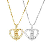 Load image into Gallery viewer, OAHLAN Gold Heart Shaped S925 Sterling Silver Pendant Necklace with Zircon Accents Timeless Elegant Fine Jewelry for Women Party