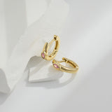 Load image into Gallery viewer, OAHLAN Women&#39;s Trendy 14K Gold Plated S925 Sterling Silver Hoop Earrings with Pink Zircon Fine Jewelry for Party Wedding Gifts