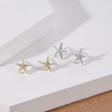 Load image into Gallery viewer, OAHLAN 14K Gold Plated S925 Sterling Silver Starfish Shaped Stud Earrings Women&#39;s Fine Jewelry for Anniversary Wedding Gift