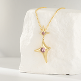 Load image into Gallery viewer, OAHLAN Women&#39;s S925 Sterling Silver Pendant Necklace Gold Star Pink Zircon Trendy Fine Jewelry for Wedding Engagement Gift