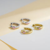 Load image into Gallery viewer, OAHLAN Women&#39;s Trendy 14K Gold Plated S925 Sterling Silver Hoop Earrings with Pink Zircon Fine Jewelry for Party Wedding Gifts