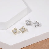 Load image into Gallery viewer, OAHLAN Fine Jewelry Wholesale 14K Gold Plated Rotating Shape Zircon S925 Sterling Silver Earrings for Women Wedding Anniversary