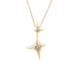 Load image into Gallery viewer, OAHLAN Women&#39;s S925 Sterling Silver Pendant Necklace Gold Star Pink Zircon Trendy Fine Jewelry for Wedding Engagement Gift