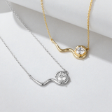 Load image into Gallery viewer, OAHLAN Fine Jewelry Gold Wave S925 Sterling Silver Pendant Necklaces with Zircon Accent Timeless for Women Wedding Engagement