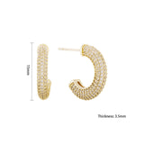 Load image into Gallery viewer, OAHLAN Women&#39;s 14K Gold 925 Sterling Silver C-Shaped Geometric Hoop Earrings Zircon for Engagement Anniversary Party Gift