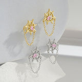 Load image into Gallery viewer, OAHLAN Fine Jewelry Spider Web Design S925 Sterling Silver Earrings with Pink Zircon for Women Parties Wedding Anniversary