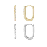 Load image into Gallery viewer, OAHLAN 14K Gold Plated S925 Sterling Silver Rectangular Hoop Earrings Fine Jewelry Zircon for Women&#39;s Parties Weddings