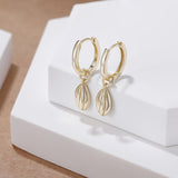 Load image into Gallery viewer, OAHLAN Fine Jewelry 14K Gold Plated Shell Shaped Design S925 Sterling Silver Earrings for Women Wedding Anniversary Engagement