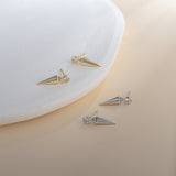 Load image into Gallery viewer, OAHLAN Women&#39;s Unique S925 Sterling Silver Cone Stud Earrings Round Cut Zircon Gold Plated Fine Jewelry for Wedding Engagement