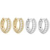 Load image into Gallery viewer, OAHLAN Women&#39;s Fine Jewelry Round Cut Zircon Delicate Huggie S925 Sterling Silver Hoop Earrings Gold Plated for Wedding Gifts