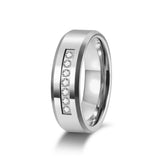 Load image into Gallery viewer, Silver Waterproof High Polished Zircon Inlay Tungsten Rings for Men Wedding Engagement