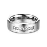 Load image into Gallery viewer, Silver Waterproof High Polished Zircon Inlay Tungsten Rings for Men Wedding Engagement