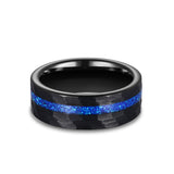 Load image into Gallery viewer, OAHLAN Fashion Jewelry 8mm Blue Opal Inlaid Hammered Pattern Tungsten Carbide Ring for Men Engagement Anniversary