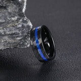 Load image into Gallery viewer, OAHLAN Fashion Jewelry 8mm Blue Opal Inlaid Hammered Pattern Tungsten Carbide Ring for Men Engagement Anniversary