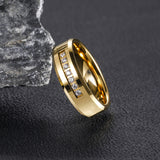 Load image into Gallery viewer, Silver Waterproof High Polished Zircon Inlay Tungsten Rings for Men Wedding Engagement