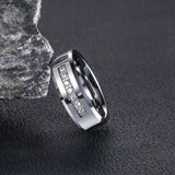 Load image into Gallery viewer, Silver Waterproof High Polished Zircon Inlay Tungsten Rings for Men Wedding Engagement