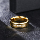 Load image into Gallery viewer, Silver Waterproof High Polished Zircon Inlay Tungsten Rings for Men Wedding Engagement