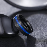 Load image into Gallery viewer, OAHLAN Fashion Jewelry 8mm Blue Opal Inlaid Hammered Pattern Tungsten Carbide Ring for Men Engagement Anniversary