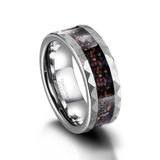 Load image into Gallery viewer, 8mm Dinosaur Bone Metal Slag Hammered Tungsten Carbide Rings for Men