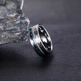 Load image into Gallery viewer, 8mm Antler Ring Crushed Turquoise Metal Hammered Tungsten Carbide Rings