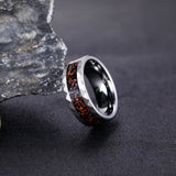 Load image into Gallery viewer, 8mm Dinosaur Bone Metal Slag Hammered Tungsten Carbide Rings for Men