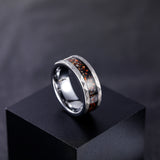Load image into Gallery viewer, 8mm Dinosaur Bone Metal Slag Hammered Tungsten Carbide Rings for Men