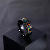 Load image into Gallery viewer, 8mm Opal Gemstone Metal Slag Inlay Hammered Tungsten Carbide Rings