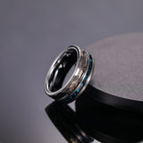 Load image into Gallery viewer, 8mm Antler Ring Crushed Turquoise Metal Hammered Tungsten Carbide Rings