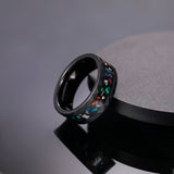 Load image into Gallery viewer, 8mm Opal Gemstone Metal Slag Hammered Black Tungsten Carbide Rings