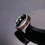 Load image into Gallery viewer, 8mm Dinosaur Bone Metal Slag Hammered Tungsten Carbide Rings for Men