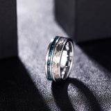 Load image into Gallery viewer, 8mm Antler Ring Crushed Turquoise Metal Hammered Tungsten Carbide Rings