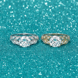 Load image into Gallery viewer, OAHLAN 2ct Round Cut Zircon S925 Sterling Silver Ring Fine Jewelry for Women&#39;s Wedding Engagement Anniversary Party Gifts