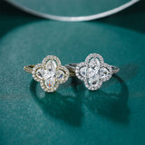 Load image into Gallery viewer, Fine Jewelry Wedding Rings Luxury Four Leaf Clover Cubic Zirconia Engagement S925 Sterling Silver Ring for Women Girl