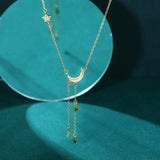 Load image into Gallery viewer, OAHLAN Fine Jewelry 18K Gold Plated Moon and Star Zircon 925 Sterling Silver Pendant Necklaces for Women Anniversary