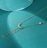 Load image into Gallery viewer, OAHLAN Fine Jewelry 18K Gold Plated Moon and Star Zircon 925 Sterling Silver Pendant Necklaces for Women Anniversary