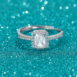 Load image into Gallery viewer, OAHLAN Fine Jewellery Radiant Cut Sparkling Zircon Adjustable S925 Sterling Silver Ring for Women Wedding Engagement