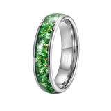Load image into Gallery viewer, 6mm Silver Black Tungsten Carbide Ring Green Moss Agate Inlay for Womens Mens Wedding Band Anniversary Ring（副本）