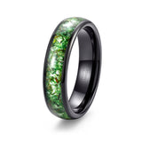 Load image into Gallery viewer, 6mm Silver Black Tungsten Carbide Ring Green Moss Agate Inlay for Womens Mens Wedding Band Anniversary Ring（副本）