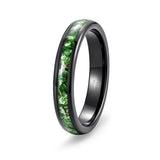 Load image into Gallery viewer, 4mm Silver Black Tungsten Carbide Ring Green Moss Agate Inlay for Womens Mens Wedding Band Anniversary Ring