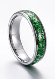 Load image into Gallery viewer, 4mm Silver Black Tungsten Carbide Ring Green Moss Agate Inlay for Womens Mens Wedding Band Anniversary Ring