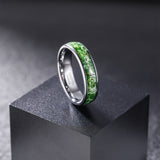 Load image into Gallery viewer, 6mm Silver Black Tungsten Carbide Ring Green Moss Agate Inlay for Womens Mens Wedding Band Anniversary Ring（副本）
