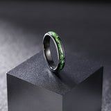 Load image into Gallery viewer, 4mm Silver Black Tungsten Carbide Ring Green Moss Agate Inlay for Womens Mens Wedding Band Anniversary Ring