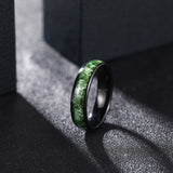 Load image into Gallery viewer, 6mm Silver Black Tungsten Carbide Ring Green Moss Agate Inlay for Womens Mens Wedding Band Anniversary Ring（副本）