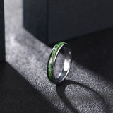 Load image into Gallery viewer, 4mm Silver Black Tungsten Carbide Ring Green Moss Agate Inlay for Womens Mens Wedding Band Anniversary Ring